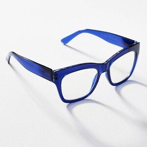 New from Anthropologie Navy Translucent Square Blue Light Readers +1.00